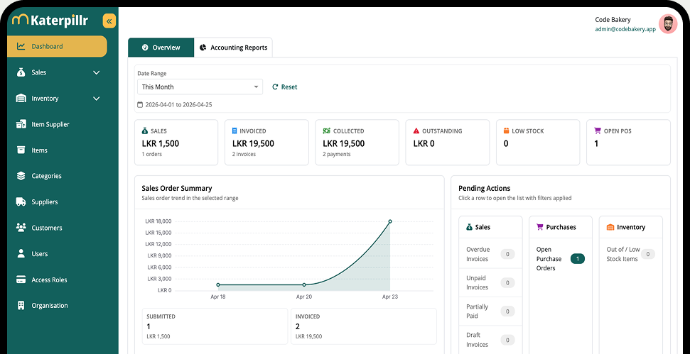 Katerpillr dashboard preview